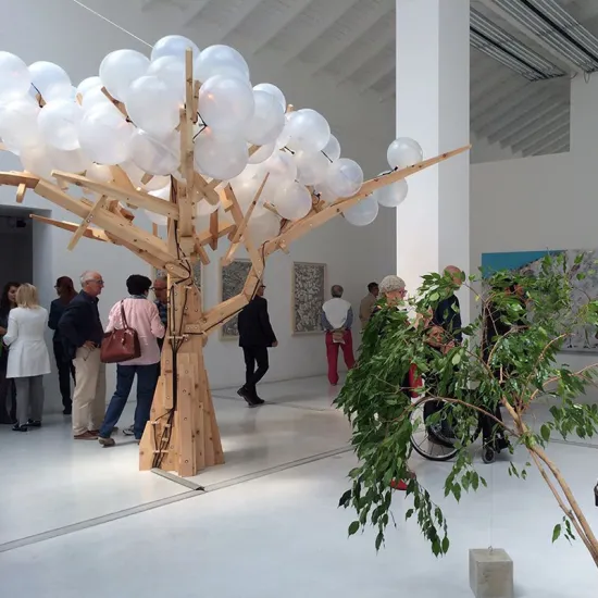 Modern Wooden Luxury Floor Lamp with Acrylic Ball and Large LED