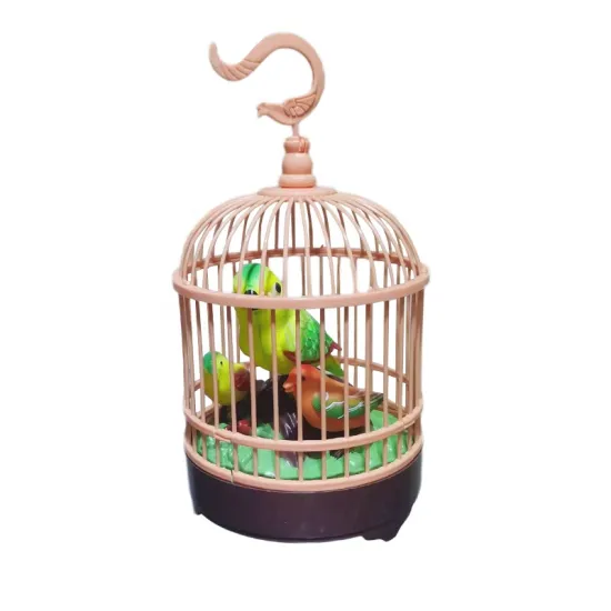 Wholesale High Quality Plastic Simulation Voice Control Bird Cage Toy for Children