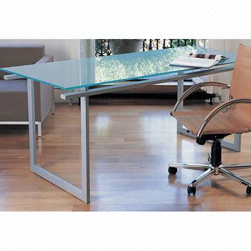 Glass Computer Table, Powder Coated
