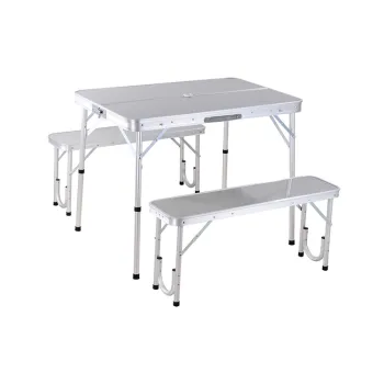 Lightweight MDF Adjustable Height BBQ Picnic Table - Portable Aluminum Folding Camping Table 87X23X40CM
