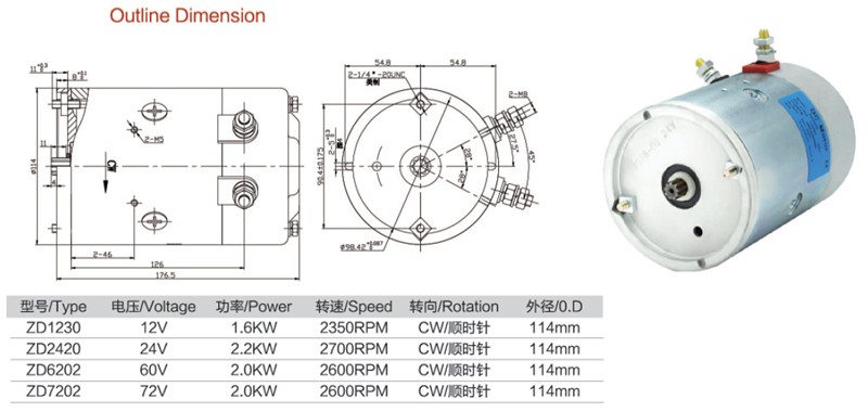 هيدروليكي 12 فولت DC Motor ZD1230