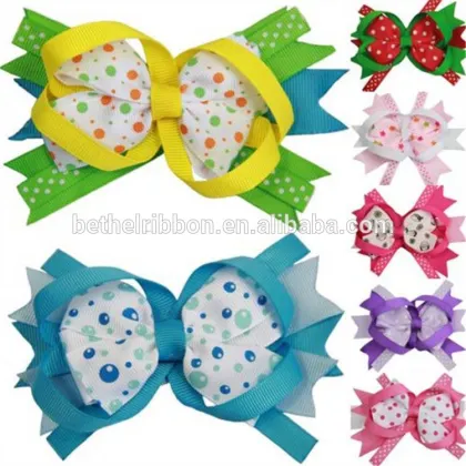 Professional Hair bows custom logo printed goody hair accessories