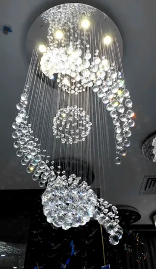 Staircase Decoration Hot Sale lustre living room high exquisite curved LED crystal chandelier