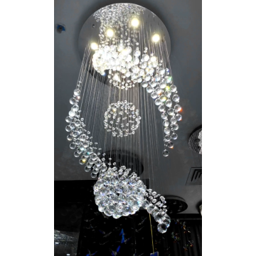 Decorazione delle scale Vendita calda Lustre soggiorno ad alto squisito lampadario di cristallo a LED curvo