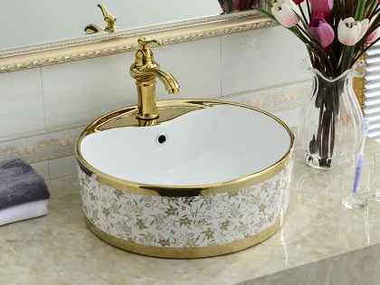 KD-05GBC Charm Gold Plated Ceramic Wash Basin
