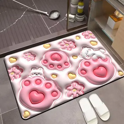 3D Printed Washable Bathroom Rug - Colorful Diatom Mud Mat