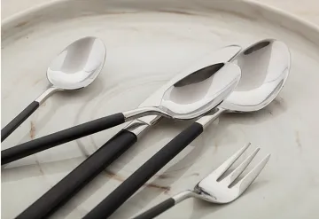 18/10 Black Handle Stainless Steel Flatware Set