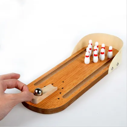 Mini Desktop Wooden Bowling Game Board Game