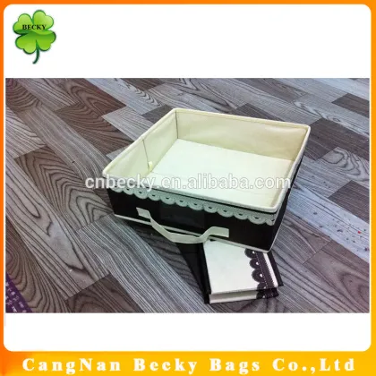 Embroidery edge foldable fabric box storage, no lid