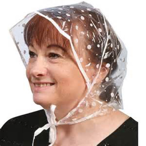 Reusable Waterproof Plastic White Clear Rain Bonnet