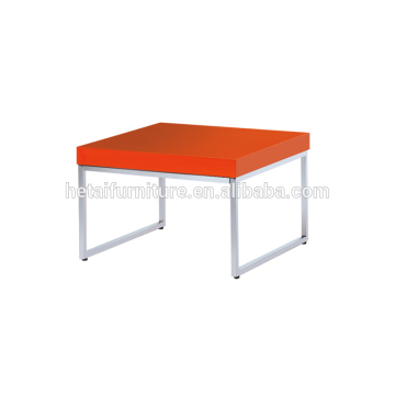 Living Room Red MDF Panel Side Table with Metal Frame