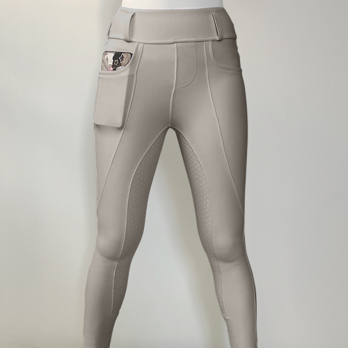 Light Grey Women Equestrian Breeches Pants With Pockets