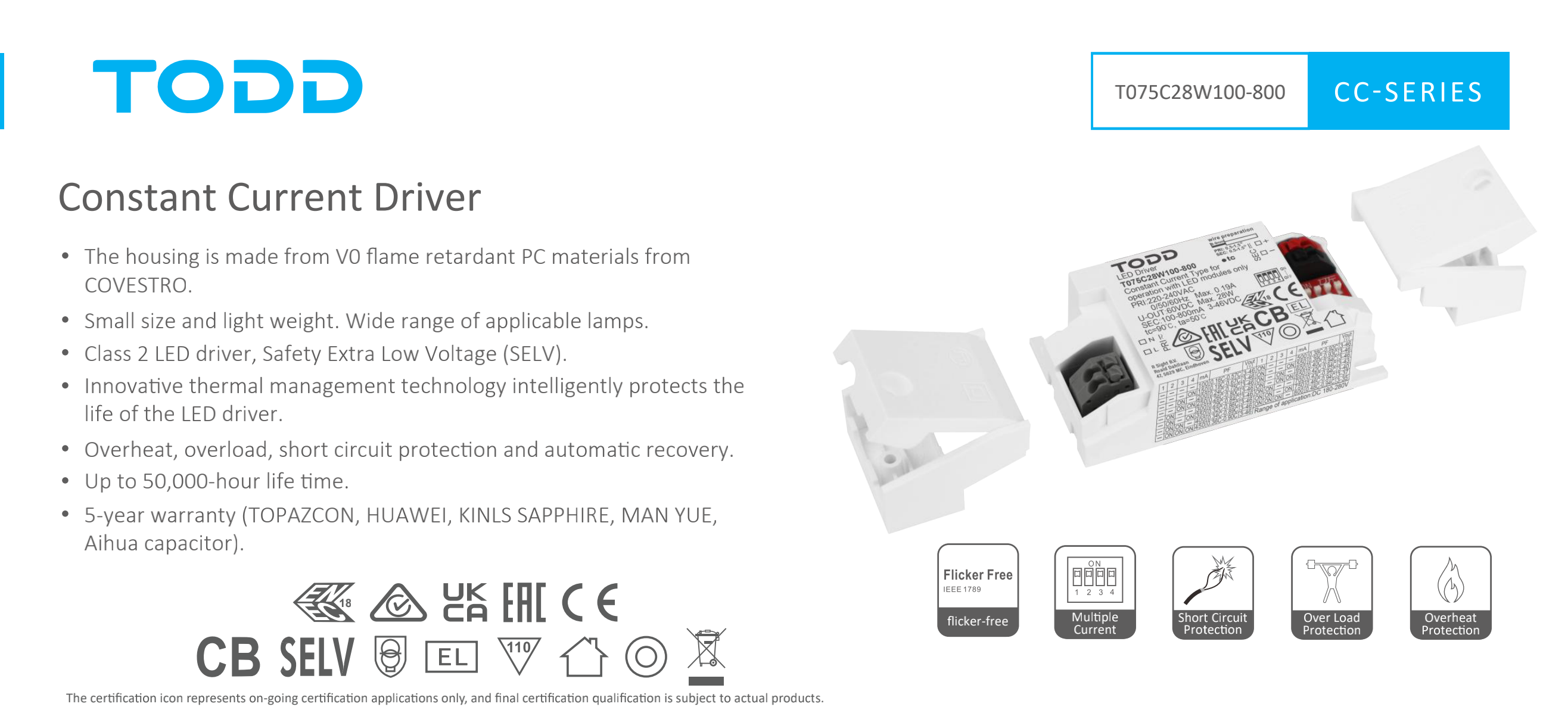 T075C28W100-800 led driver 
