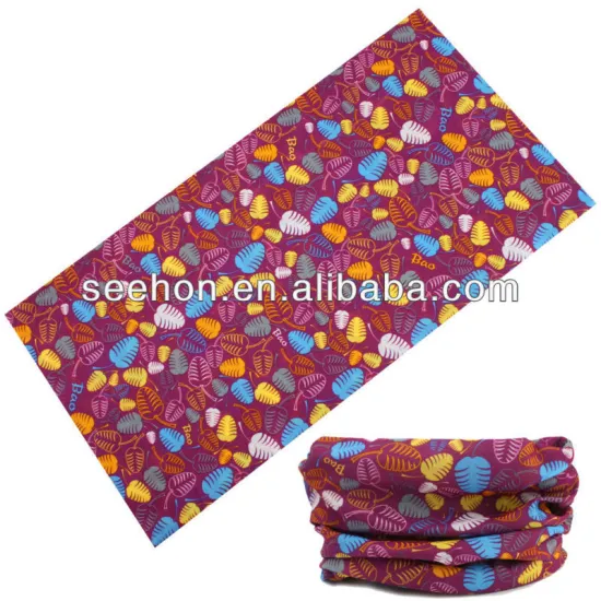 purple ground leaf printting headwear