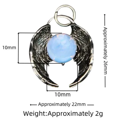 Red Jasper10MM Balls Silver Alloy Angle Wing Pendant Necklace Choker Jewelry