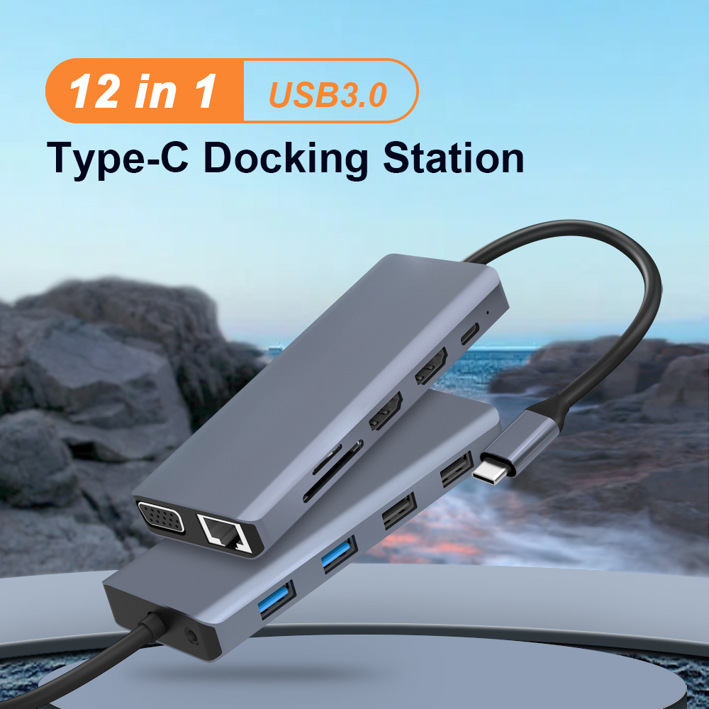 Estação de ancoragem USB C Triple Display HDMI VGA