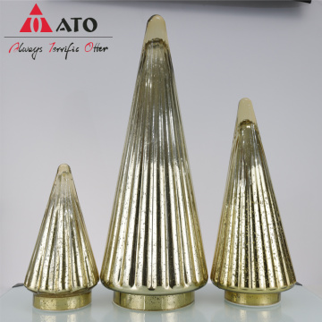 3 pcs/set Golden Christmas Trees Dekorasi meja ornamen kaca