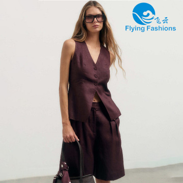 Fashionable brown linen waistcoat