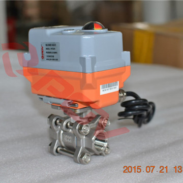 fine small 3pc electric actuator valve ac110v