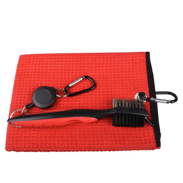 Hot Sale Golf Maintenance Kit: Includes Microfiber Waffle Sports Towel & Double-Sided Club Cleaner Brush