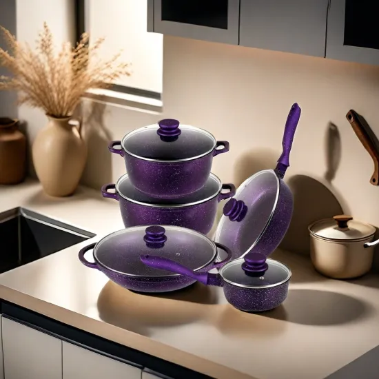 10-Piece Granite Non-Stick Cookware Set: Premium Aluminum Kitchen Cookware for Home Cooking