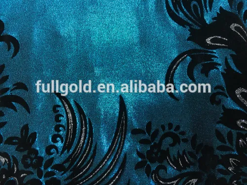 Hot Stamping Colorful Flock On Flock And Foil Fdy Fabric