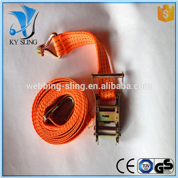 1.5" 2T Orange Cargo Tie Down Straps with J Hooks
