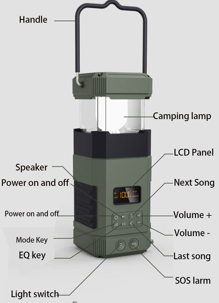 Camping light DAB FM radio bluetooth speaker