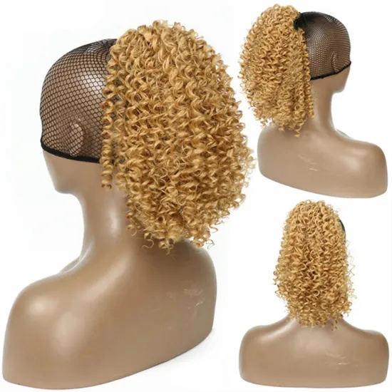 Wholesale Chorliss Short Virgin Cheveux Afro Kinky Curly Drawstring Net Synthetic Jerry Curly Clip-in Ponytail Hair Extension