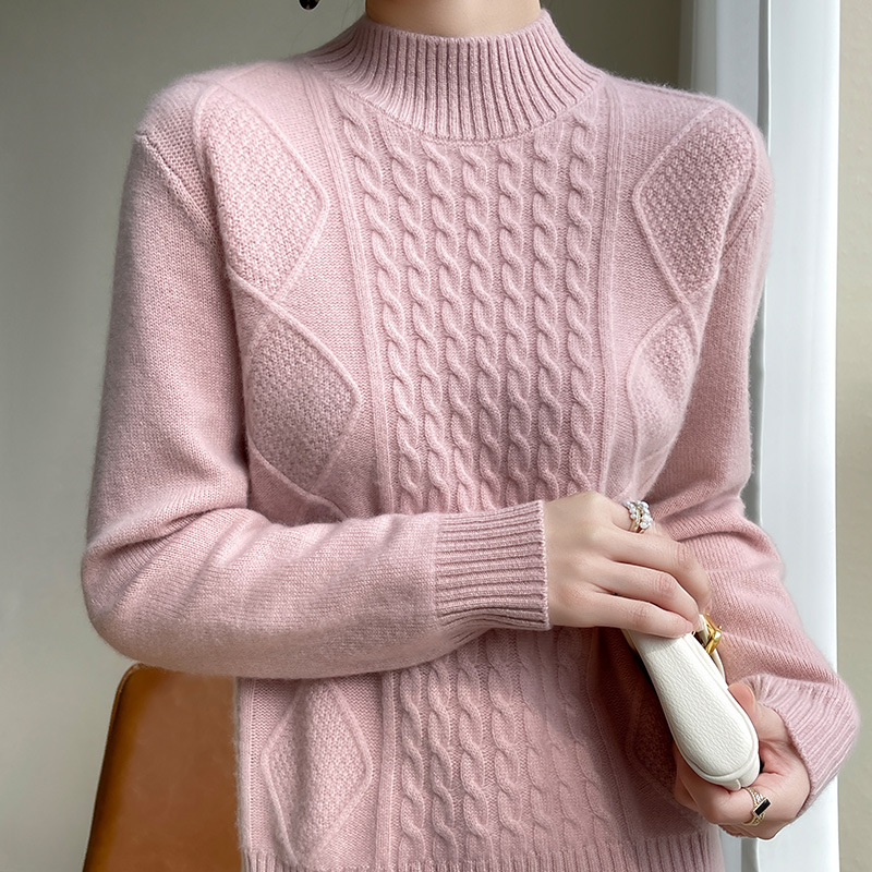 Loose casual jumper with half high neck