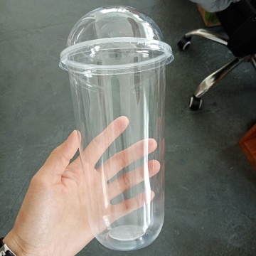 Disposable Plastic Cups with Lids - 12oz, 16oz, 24oz U Shape Boba Milk Tea Cups