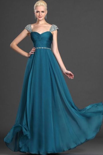 New Crrstal Beading Prom Dresses Chiffon Long Evening Dresses