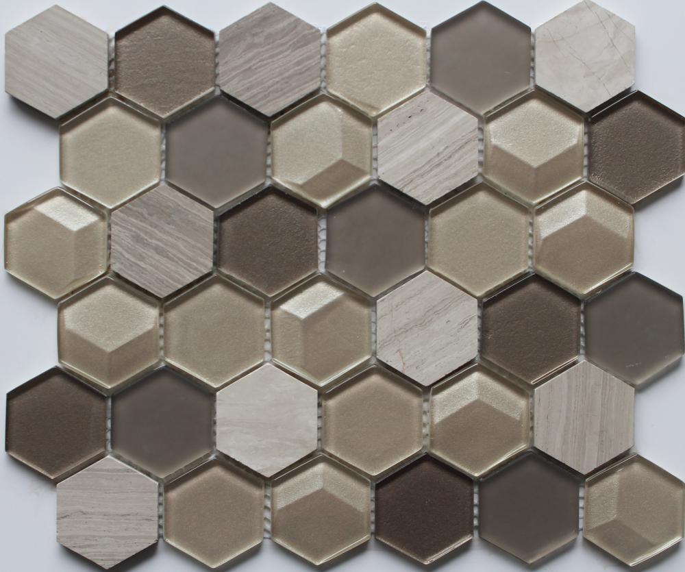 Brown Color Mixed Hexagon Mosaic