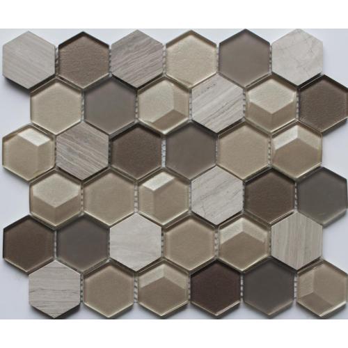 Màu đen hiệu ứng 3D hình lục giác gạch Mosaic