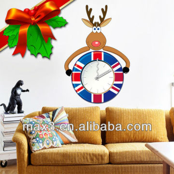 Home decor fashion decorative England Christmas Small elk wall sticker clock