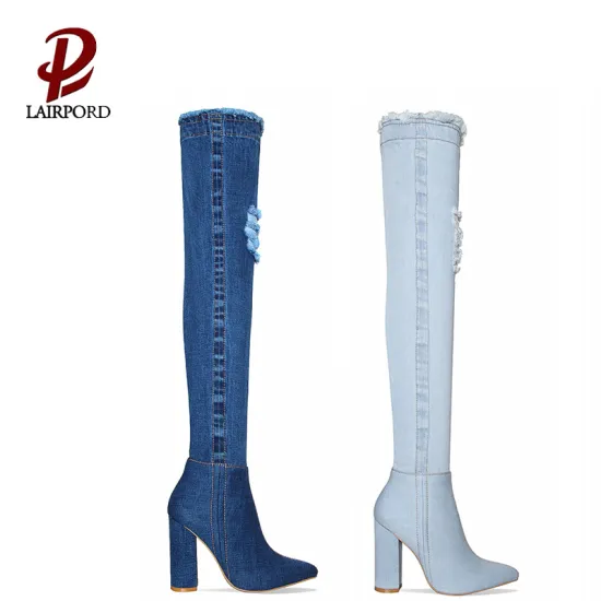 hot sale long jean boots for women
