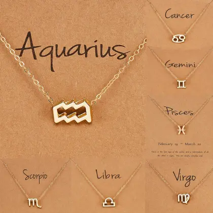 Gold Plated Zodiac Sign Necklace: A Stylish Birthday Gift and Astrology Pendant Jewelry Set