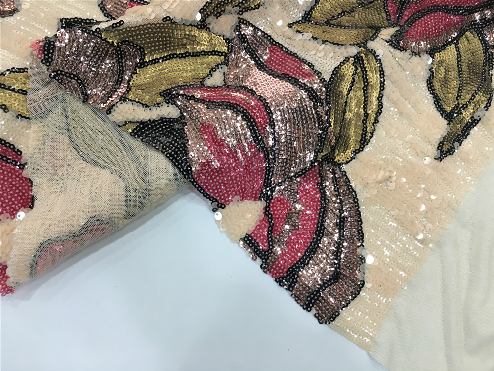 Multicol Flower Sequin Embroidery Fabric