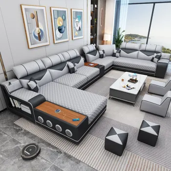 Modern Leather Sectional Furniture Set for Home Living Room: Luxury Sofa Design