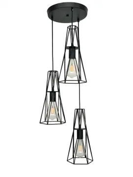 Three Lights Black Iron Lamp