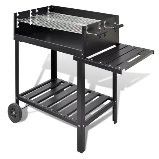 Outdoor Trolly  Flat Top Charcoal Barbecue 2 Wheels Smoker Pedestal BBQ Barbecue Charcoal Grill