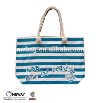 2015 china eco friendly stripe hemp rope beach bag,12OZ canvas bag beach bag,wholesale tote canvas beach bag