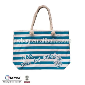 2015 china eco friendly stripe hemp rope beach bag,12OZ canvas bag beach bag,wholesale tote canvas beach bag