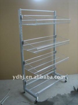 metal moving folding display basket shelf-Shop fitting for display small goods