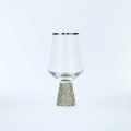 Champagnerglas mit goldenem Rand Kristallflöte mit Diamant