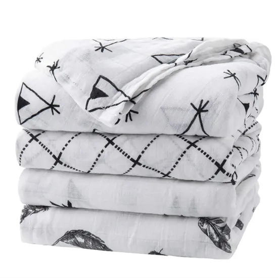 Unisex Swaddle Wrap Soft Silky Bamboo Muslin Swaddle Blankets Neutral Receiving Blanket for Boys and Girls baby