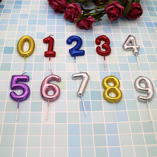 Metallic Gold Silver Birthday Number Cake Candle