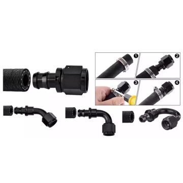 10AN Aluminum Hose Fitting Push Lock 0° to 180° Degrees Black AN10