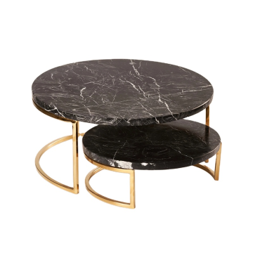 Custom Size 2 Tier Circular Black Marble Cake Stand for Wedding and Display