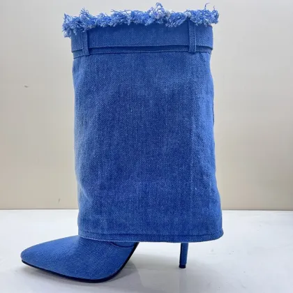 Kemayanni Plus Size Custom High Heel Denim Boots